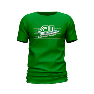 Camiseta SAM hace amigos volando verde